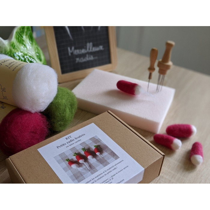 Carded wool felted radish kit