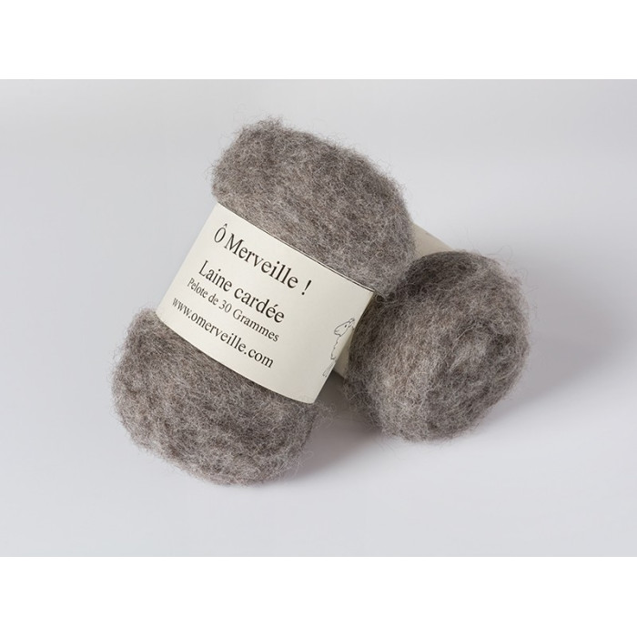 Heather gray carded wool sachet of 50g
