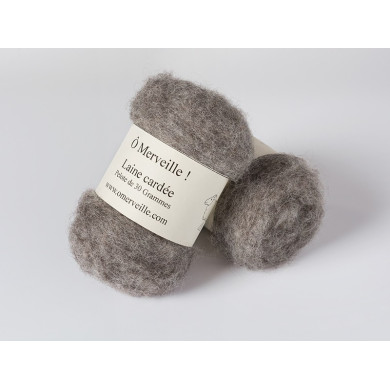 Laine cardée gris chiné sachet de 50g