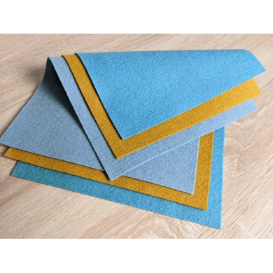 Feutrine pure laine jaune curry coupon 20 X 30 cm