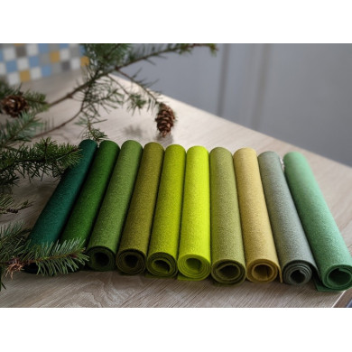 Puur kaki groene wolvilt coupon 20 X 30