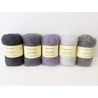 Slate gray carded wool