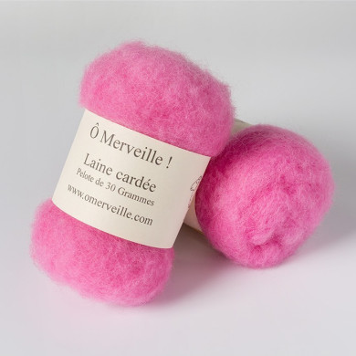 Pink carded wool