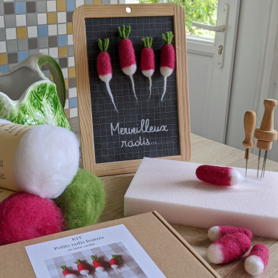 Carded wool felted radish kit