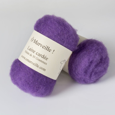 Purple carded wool