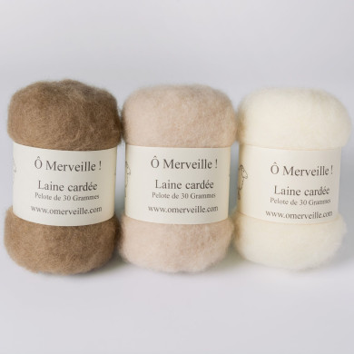 Carded wool Trio natural