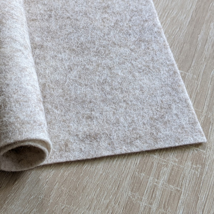 Feutrine pure laine sable chiné coupon 20 X 30