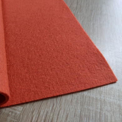 Pure dark coral wool felt coupon 20 X 30 cm