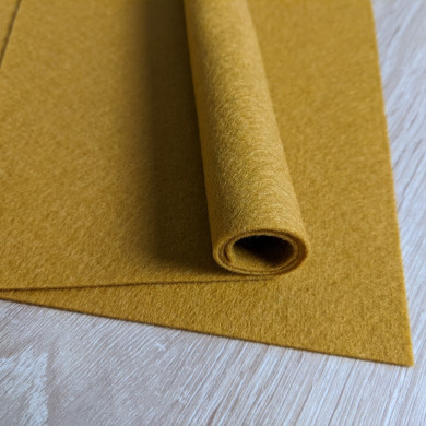 Pure wool yellow curry felt coupon 20 X 30 cm