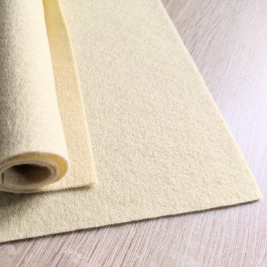 Pure pale yellow wool felt coupon 20 X 30 cm