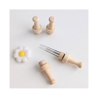 URROMA - Lot De 3 Outils Pour Feutrage Humide (planche à Laver) - Fond Ondulé Bleu, Acrylique - Diam. 9.9cm