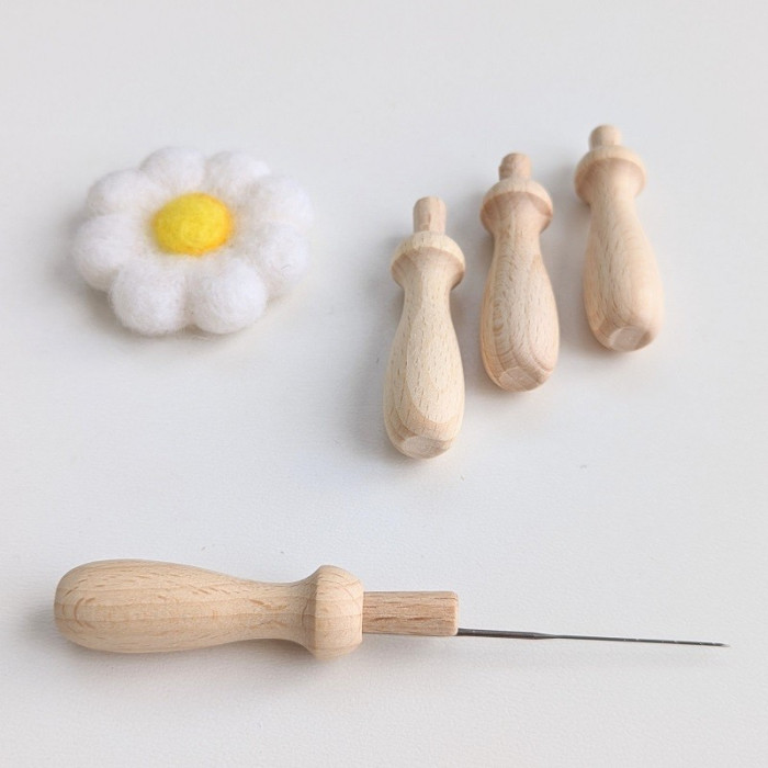 Wooden felting handle for 1 needle