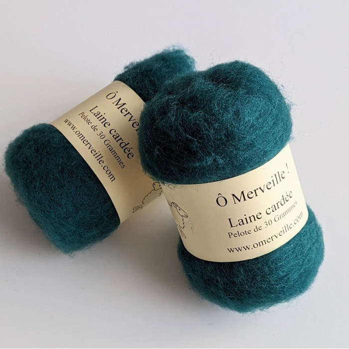 Laine cardée turquoise chiné