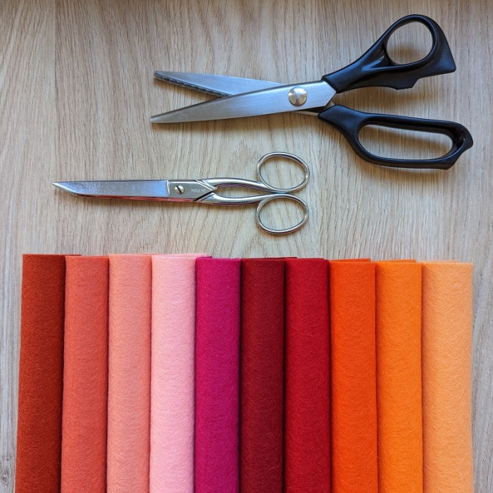 Orange pure wool felt coupon 20 X 30 cm