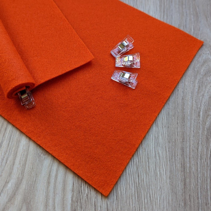 Orange pure wool felt coupon 20 X 30 cm