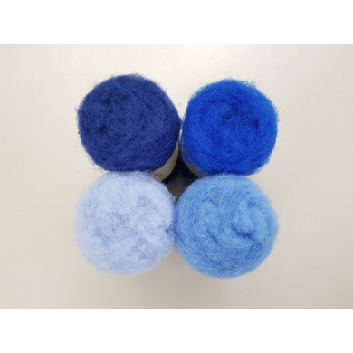 ultramarijn blauw gekaarde wol