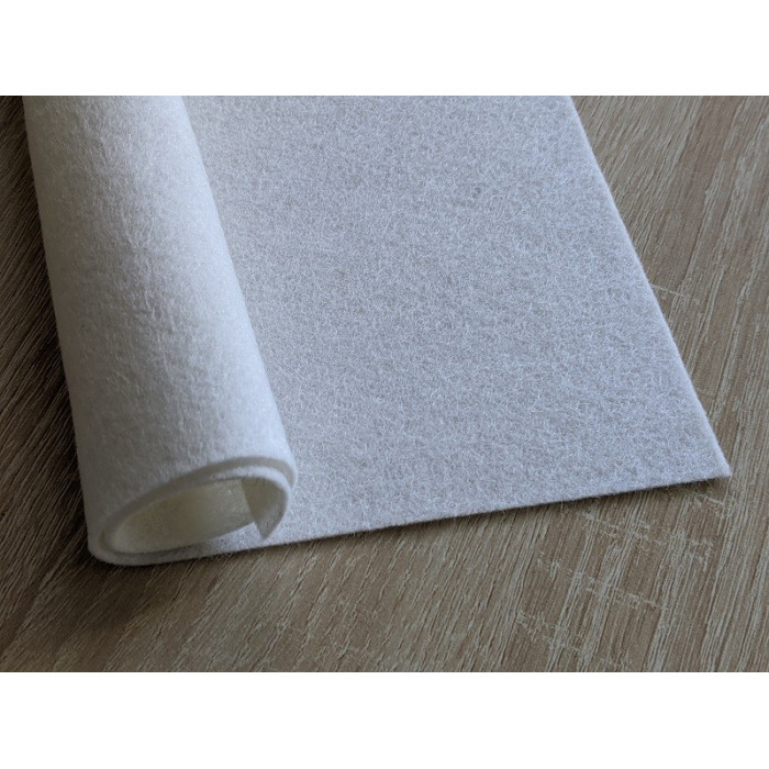 Pure white wool felt coupon 25 x 60 cm