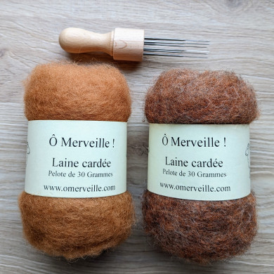 Laine cardée caramel chiné