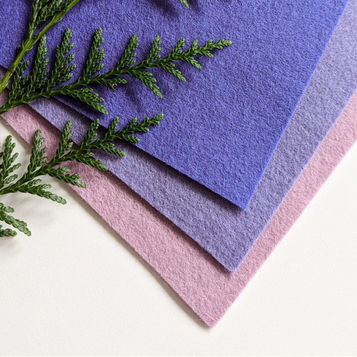 Pure purple wool felt coupon 20 X 30 cm