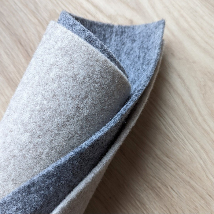 Coupon de feutre de laine épais 3 mm gris chiné 30 x 30 cm