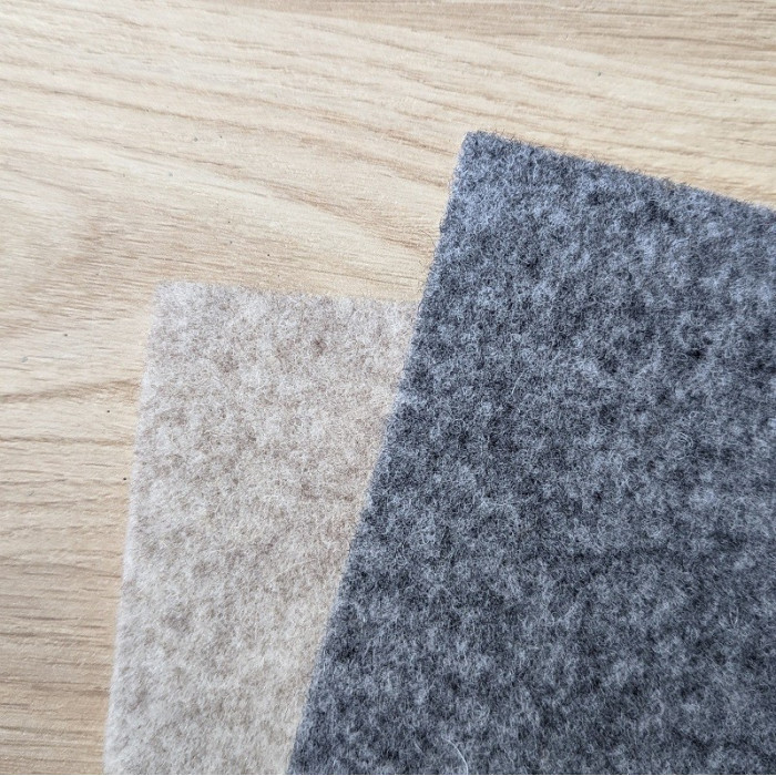 Thick wool felt coupon 3 mm mottled gray 30 x 30 cm