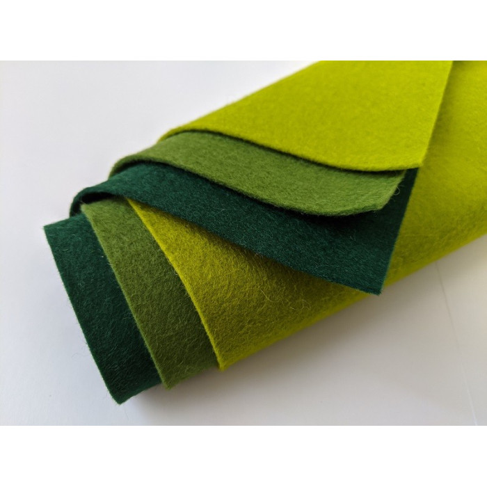 Feutrine pure laine vert feuille coupon 25 X 60 cm