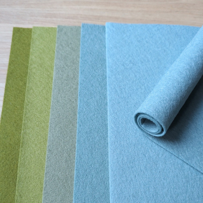 Celadon blue pure wool felt coupon 20 X 30