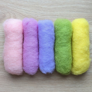 Carded wool - Blend 5 shades of spring LIMITED EDITION