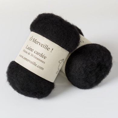 Sachet de 50g de laine cardée noire