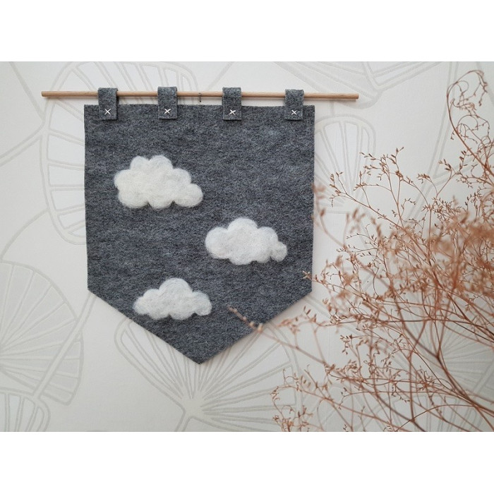 Large mottled gray wool felt coupon 50 x 75 cm