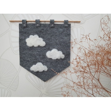 Grand coupon de feutre de laine gris chiné 50 x 75 cm