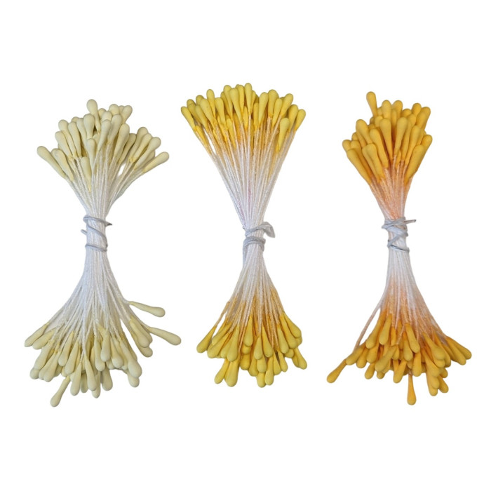 100 pistils coloris jaune foncé 004 pour fleurs en papier