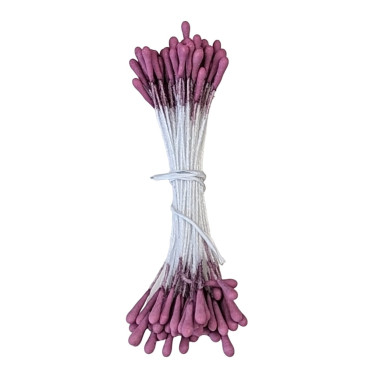 100 pistils coloris rose pivoine 007 pour fleurs en papier