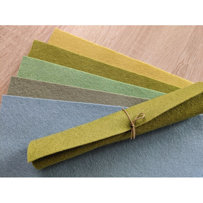 Feutrine pure laine vert eucalyptus coupon 25 X 60 cm