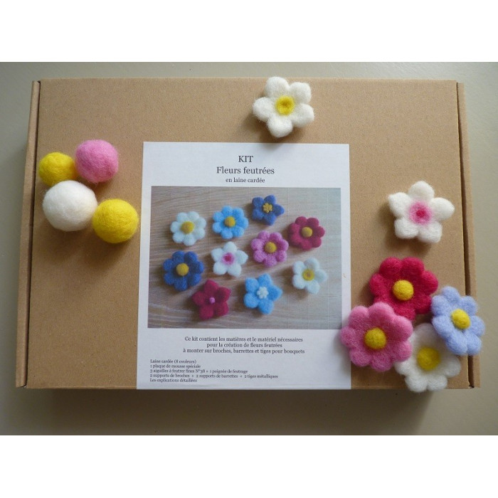 Carded wool flower creation kit