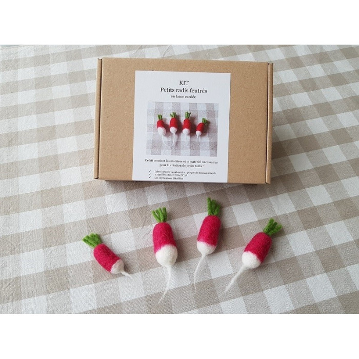 Carded wool felted radish kit