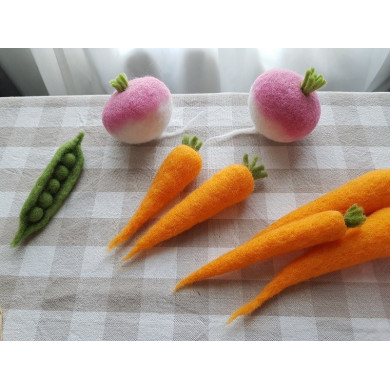 Carded wool felted carrots kit