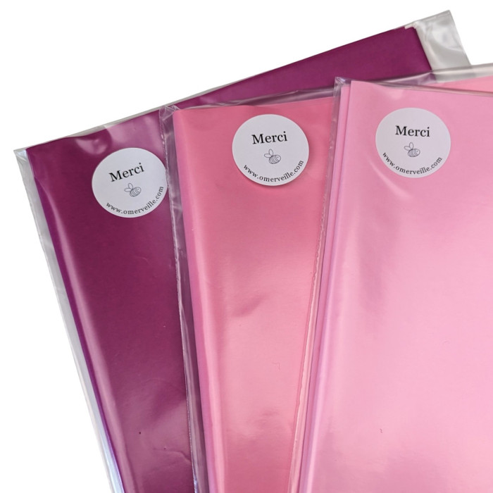 6 feuilles de papier de soie rose 50 x 70