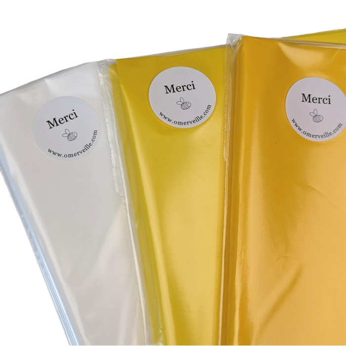 6 feuilles de papier de soie jaune maïs 50 x 70