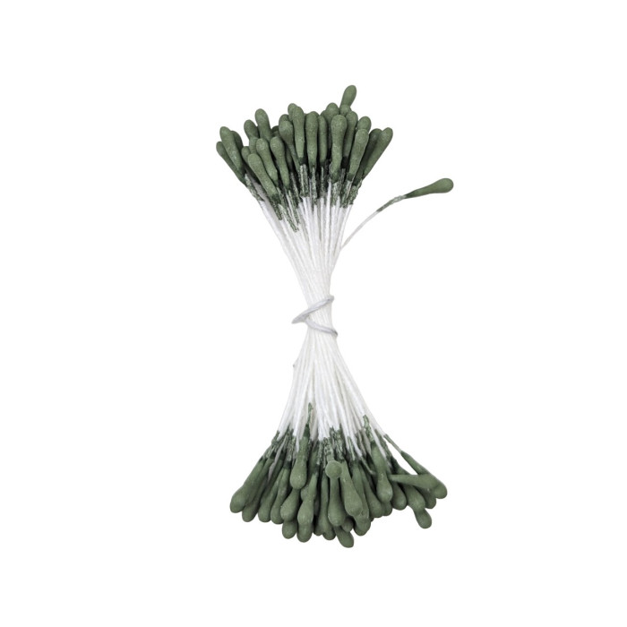 100 pistils coloris vert kaki 013 pour fleurs en papier