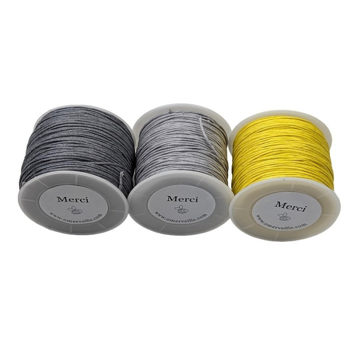 Bobine de fil de coton ciré jaune canari 70m 1mm
