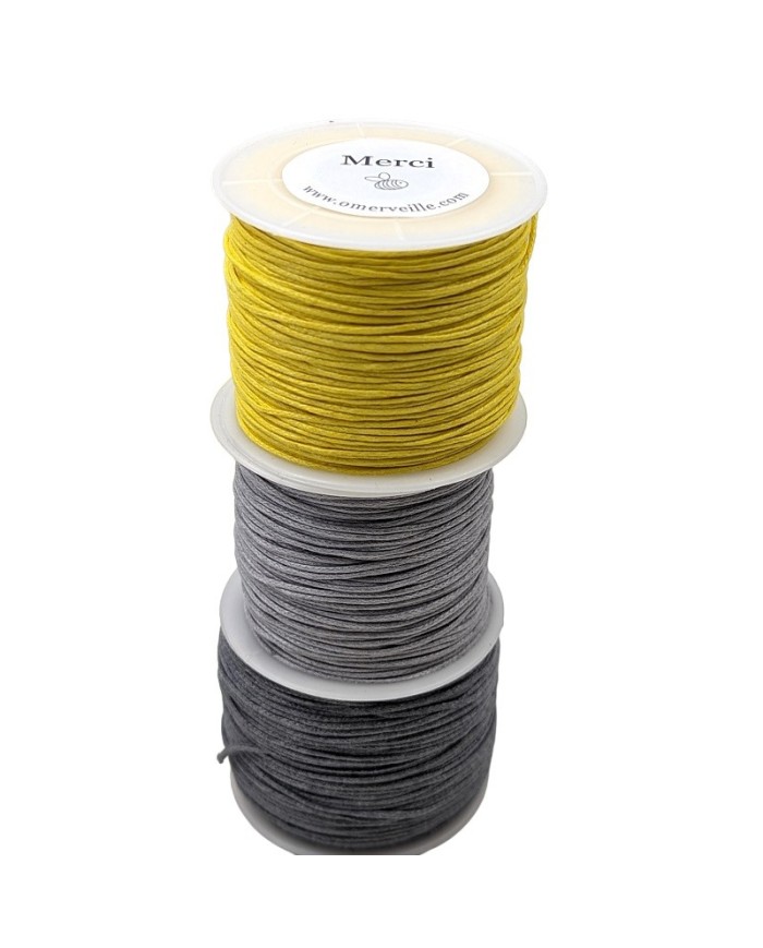 copy of Bobine de fil de coton ciré jaune canari 70m 1mm