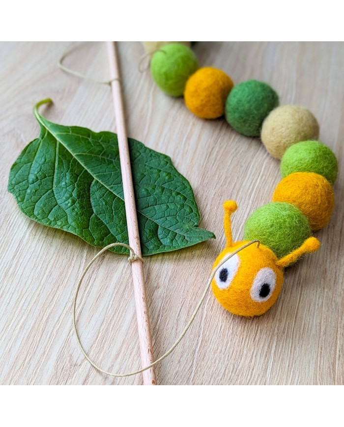 Carded wool caterpillar puppet kit
