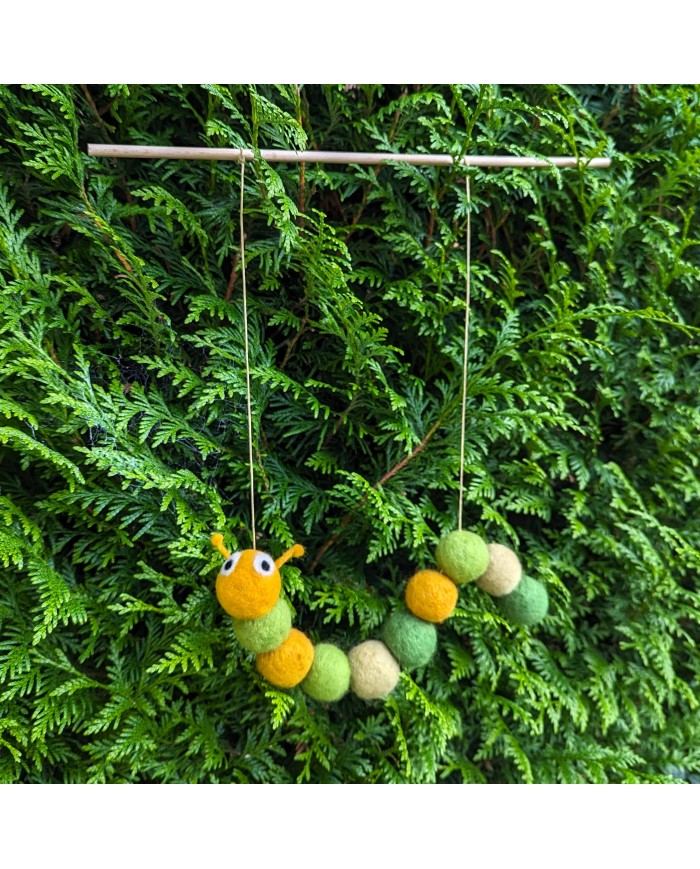 Carded wool caterpillar puppet kit