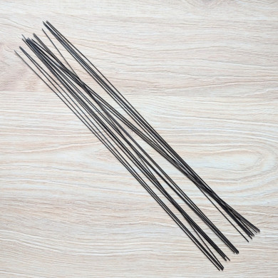 20 thin stems of black annealed wire 28 cm for metal flowers 0.8 mm
