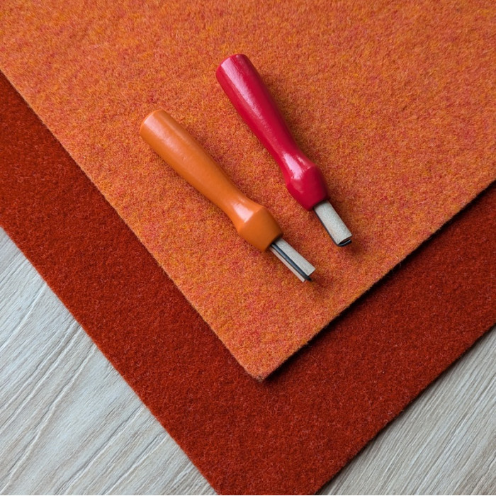 Pompoen wolvilt coupon gevlekt 30 x 30 cm