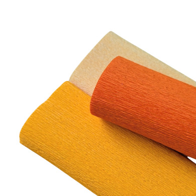 Papier crépon 90g - Orange foncé 374  - 25 cm x 1,50 m