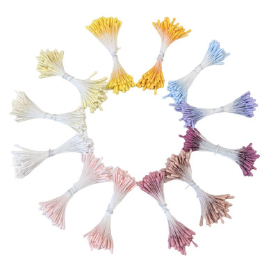100 pistils coloris orange clair 009 pour fleurs en papier