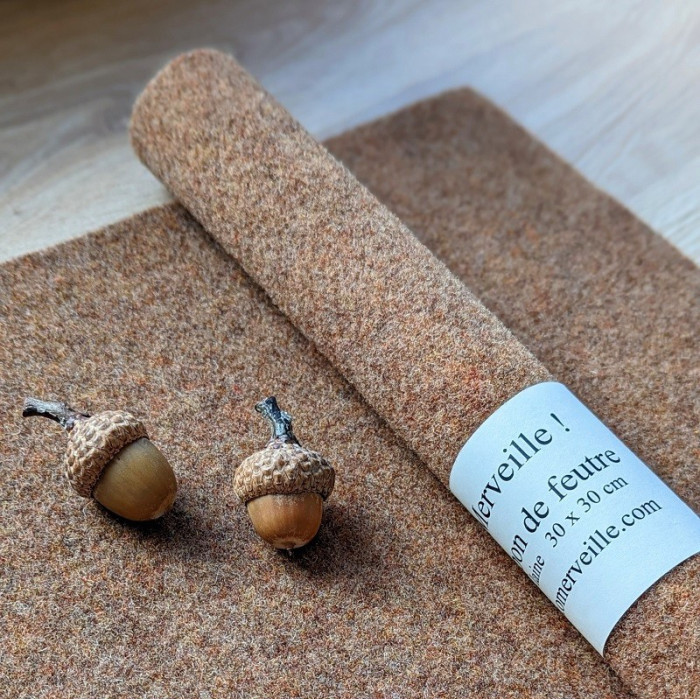PROMO Coupon de feutre de laine noisette chiné 34 x 76 cm (8)