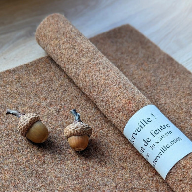 PROMO Coupon de feutre de laine noisette chiné 34 x 76 cm (8)